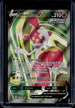 2021 Pokemon SWSH Evolving Skies Medicham V #185/203 - Image 1