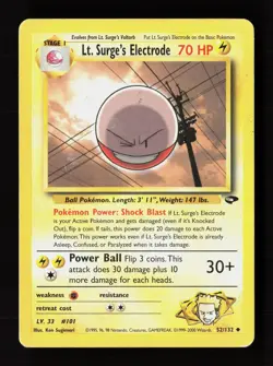 Lt. Surge's Electrode 52/132 Uncommon Gym Challenge Pokemon Moderately Played - Image 1
