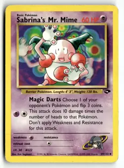 Sabrina's Mr. Mime 59/132 Uncommon Gym Challenge Pokemon Unlimited HP - Image 1