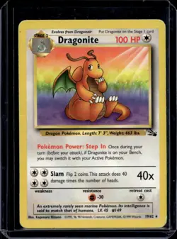1999 Pokemon Fossil Dragonite #19/62 - Image 1