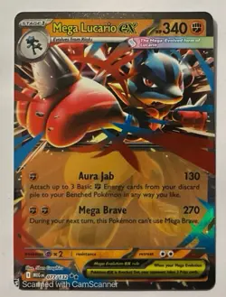 Pokemon Mega Lucario EX 077/132 ME01: Mega Evolution Holo 340HP - Image 1