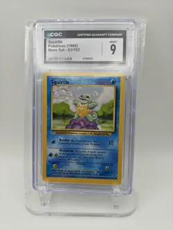 Squirtle 63/102 1999 Pokemon Base Set Unlimited Common Squirtle CGC 9 Mint - Image 1