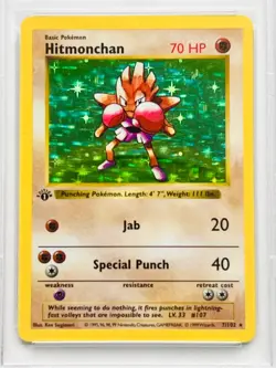 1999 POKEMON BASE SET 1ST EDITION #7 HITMONCHAN-HOLO PSA 5 EXCELLENT - NEW SLAB - Image 2