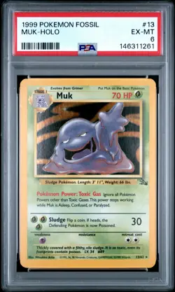 1999 POKEMON FOSSIL #13 MUK-HOLO PSA 6 - Image 1