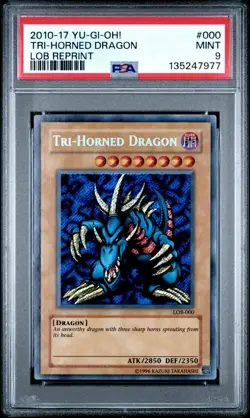 Tri-horned Dragon LOB-000 Secret Rare Reprint Yugioh PSA 9 *977 - Image 1