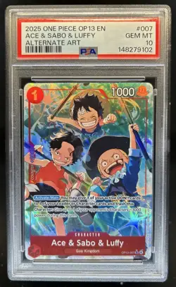 2025 One Piece Ace & Sabo Luffy Super Rare Alt Art #OP13-007 PSA 10 GEM MINT - Image 1