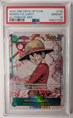 2025 ONE PIECE OP 13 EN #118 MONKEY D. LUFFY - PSA 10 - ALTERNATE ART - Image 1