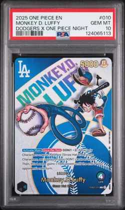 2025 One Piece Monkey D. Luffy Dodgers Promo PSA 10 GEM MT #EBO2010 - Image 1