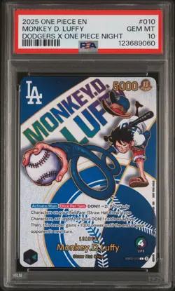 2025 One Piece Monkey D. Luffy Dodgers Promo PSA 10 GEM MT #EBO2010 - Image 1