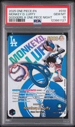 2025 One Piece Monkey D. Luffy Dodgers Promo PSA 10 GEM MT #EBO2010 - Image 1