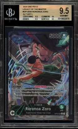 One Piece CCG Roronoa Zoro Legacy of the Master Alternate Art OP12-020 BGS 9.5 - Image 1