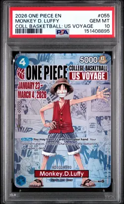 2026 One Piece MONKEY D. LUFFY College Basketball US Voyage Promo #P055 PSA 10 - Image 1