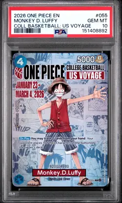 2026 One Piece MONKEY D. LUFFY College Basketball US Voyage Promo #P055 PSA 10 - Image 1