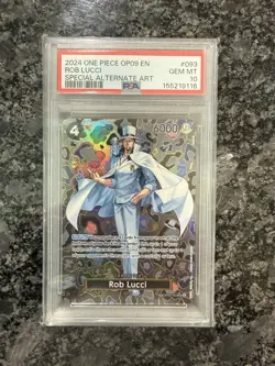 2024 One Piece Rob Lucci Alternate Art SP OP09 OP05-093 PSA 10 - Image 1