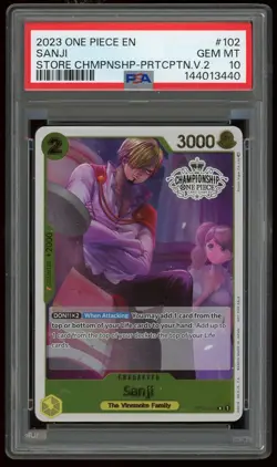 2023 One Piece Sanji Store Championships Participation V.2 #OP03-102 PSA 10 - Image 1