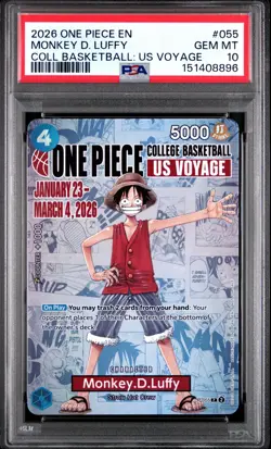 2026 One Piece MONKEY D. LUFFY College Basketball US Voyage Promo #P055 PSA 10 - Image 1