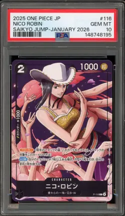 One Piece CCG Nico Robin Saikyo Jump January 2026 Japanese P-116 PSA 10 Gem Mint - Image 1