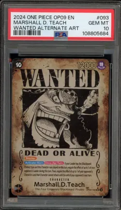 One Piece CCG Marshall.D.Teach Wanted Alternate Art OP09-093 PSA 10 Gem Mint - Image 1