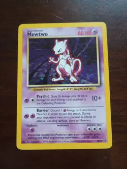 Pokemon TCG Mewtwo 10/102 1999 Base Set Holo Unlimited Rare Card - Image 1