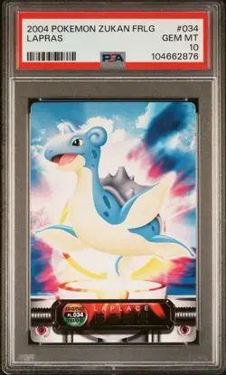 PSA 10 POP 4 2025 CERT LAPRAS GOLD FOIL - 2004 ZUKAN CARD FRLG #034 JPN POKEMON - Image 1