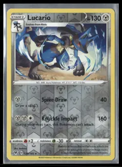 2020 Vivid Voltage Set Pokemon Card 120 Lucario Reverse Foil NM - Image 1