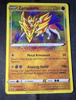 Zamazenta 102/185 SWSH Vivid Voltage Amazing Rare Holo Pokemon TCG card 2020 - Image 1