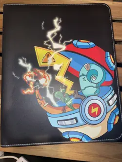 Leather Pokemon Trading Card Binder 9 pocket 50 Pages Top Load W/strap - Image 1