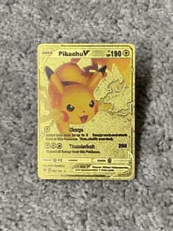 Pokemon Pikachu V HP190 Charge Gold Foil Fan Art Card MINT! - Image 1