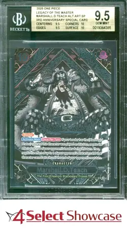 2025 ONE PIECE 3RD ANNIVERSARY ALT ART SILVER #OP09093 MARSHALL D. TEACH BGS 9.5 - Image 1