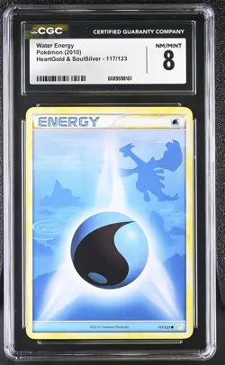 CGC 8 Water Energy 2010 HeartGold & SoulSilver 117/123 Pokemon Card - Image 1