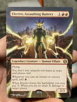 Electro Assaulting Battery MTG Marvels Spider-Man Hand Painted Altered Art Tentz - Image 1