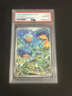 2025 Pokemon White Flare Ducklett Illustration Rare English PSA 10 Gem Mint - Image 3