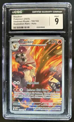 2025 Pokemon Destined Rivals Blaziken Illustration Rare #192/182 CGC 9 - Image 1