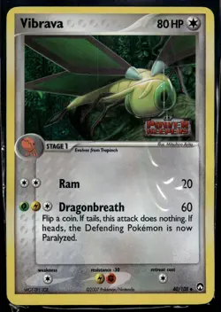 2007 Pokemon Power Keepers 40 Vibrava Reverse Foil LP - Image 1