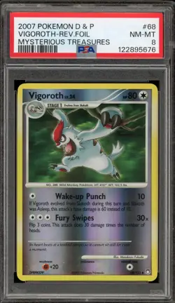 Pokemon Vigoroth Mysterious Treasures Reverse Holo #68 PSA 8 - Image 1