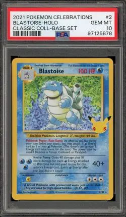 Pokemon Blastoise Celebrations Classic Coll. Base Set Holo Rare #2 PSA 10 - Image 1