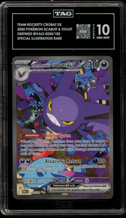 Pokemon Team Rocket's Crobat Destined Rivals SIR #234 TAG 10 Gem Mint - Image 1