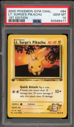Pokemon Lt. Surge's Pikachu Gym Challenge 1st Edition #84 PSA 10 Gem Mint - Image 1