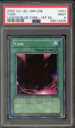 Yu-Gi-Oh! Yami Legend of Blue Eyes 1st Edition LOB-051 PSA 9 Mint - Image 1