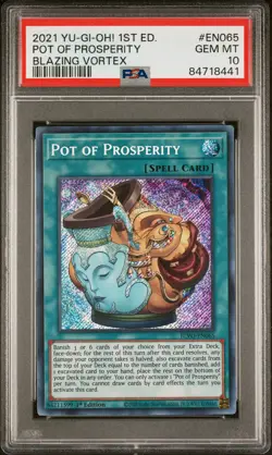Pot Of Prosperity EN065 1st Edition Blvo-blazing Vortex Yugioh PSA 10 - Image 1