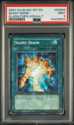 Silent Doom GLAS-EN094 1st Edition Secret Rare NA Yugioh PSA 9 *832 - Image 1