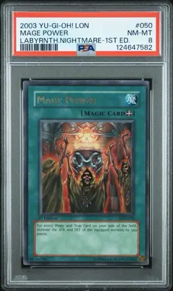 2003 Yu-Gi-Oh! Mage Power Labyrinth of Nightmare LON 1st Edition Ultra PSA 8 - Image 1