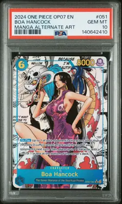 2024 One Piece OP07 Boa Hancock Manga Alt Art #051 PSA 10 GEM MINT - Image 1