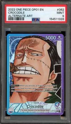 One Piece CCG Crocodile Alternate Art OP01-062 PSA 9 Mint - Image 1
