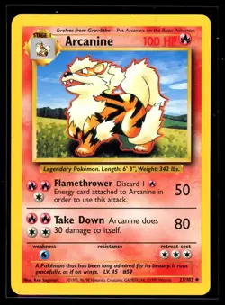 1999 Classic - Base Set Arcanine Stage 1/Uncommon #23 Pokemon Card - Image 1