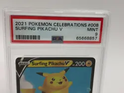 2021 POKEMON CELEBRATIONS Card SURFING PIKACHU 008/025 graded slab PSA MINT 9 - Image 3