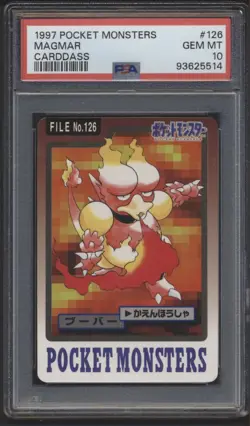 Pokemon Japanese Carddass 1997 126 Magmar Card Bandai PSA 10 - Pop 19 - Image 1