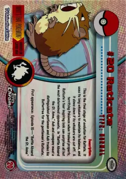 Pokemon Topps Chrome Raticate #20 NM - Image 3
