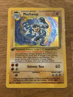 1999 POKEMON ORIGINAL BASE SET MACHAMP 1ST EDITION RARE HOLO 8/102 - Image 1