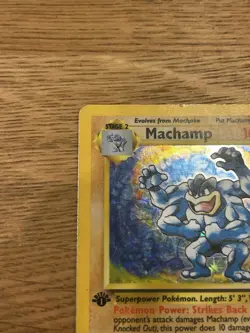 1999 POKEMON ORIGINAL BASE SET MACHAMP 1ST EDITION RARE HOLO 8/102 - Image 2